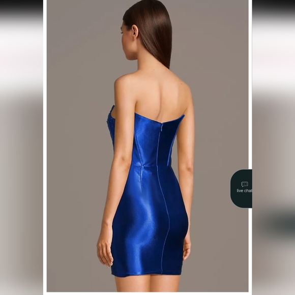 David's Bridal Strapless Sequin Appliqué Mini Dress - Royal Blue - Picture 3 of 4